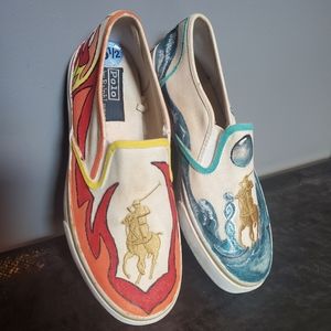 Unisex Hand Painted Fire and Water Polo shoes